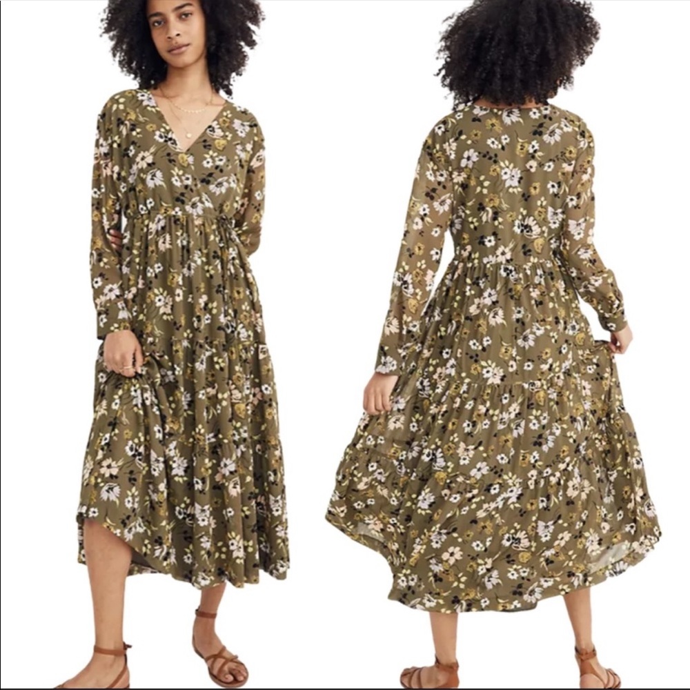 Madewell Chinch Waist Tiered Midi Dress Wildblooms .